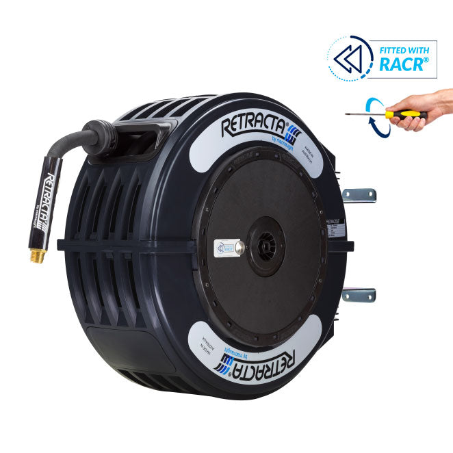 Macnaught Retractable Hose Reel For Oil with 1/2” x 50 ft Hose & Adjustable Speed Return - PN