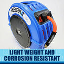 R3 Engineered Thermoplastic Heavy Duty Hose Reel Air Water Service  3/8 inch x 65 ft 300 PSI  Blue Case / Orange Hose  PN