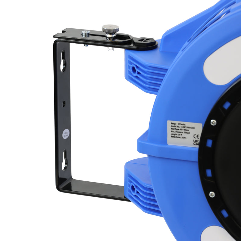 Retractable Air or Water 50 ft Hose Reel - 3/8 Hose | Blue Case | Macnaught USA