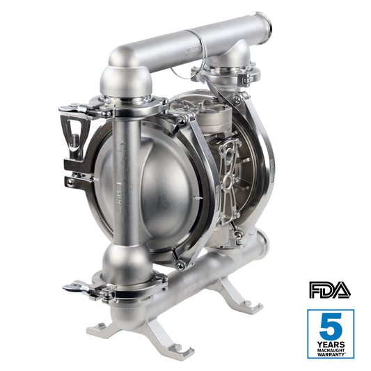 Max Flow FDA Compliant  AOD Pump 1.5" Tri-Clamp  47.6 GPM  SS/Teflon Dia - PN# M-DDP25SW-024