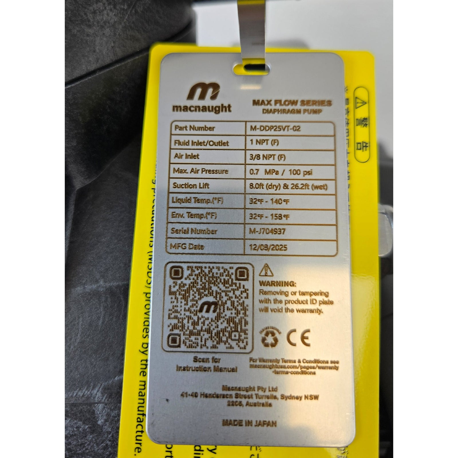 Max Flow Air Operated Diaphragm Pump 47GPM | Macnaught USA