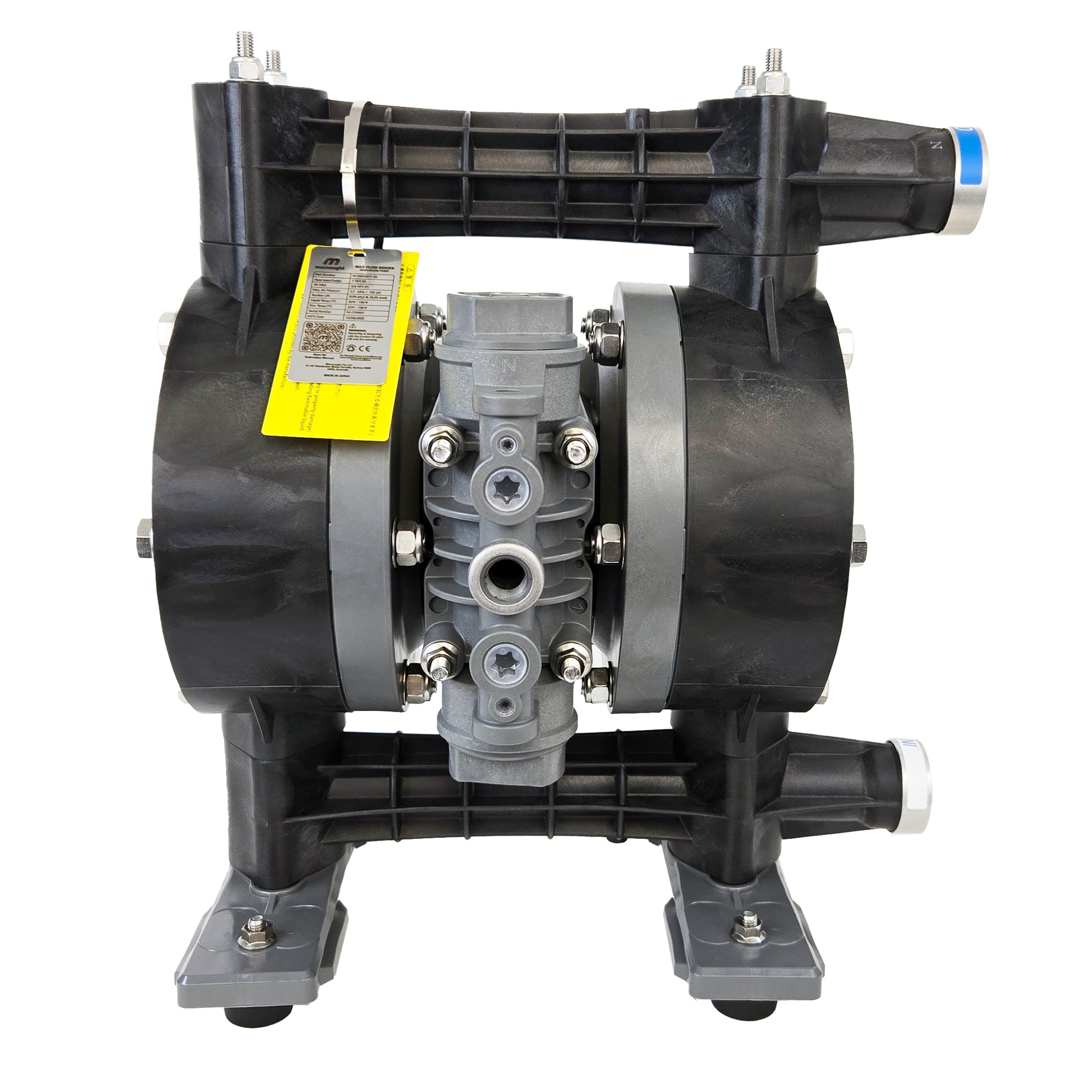 Max Flow Chemical Duty PVDF /Teflon Air Operated Double Diaphragm Pump 1"