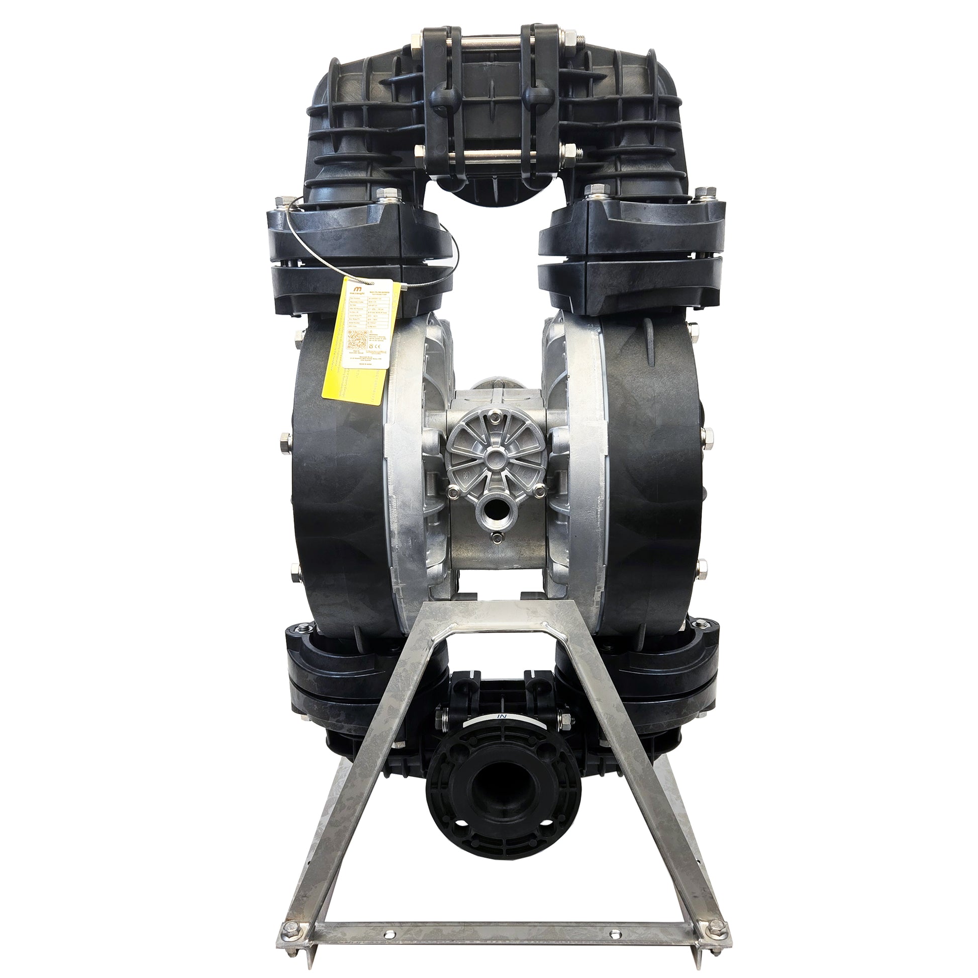 Max Flow Chemical Duty PVDF / Teflon Air Operated Double Diaphragm Pump 2" ANSI FLG - 158 GPM 