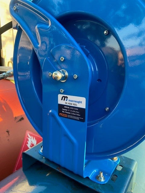 Industrial oil Hose Reel with 1/2in. x 50ft hose, 2320 PSI Shop and Truck Mount Duty  PN