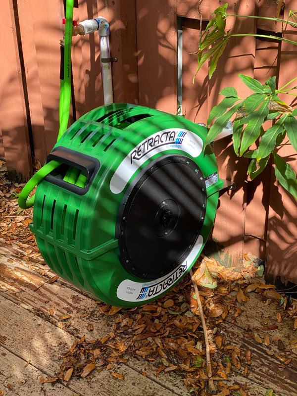 Retractable 82ft Garden Hose Reel, The First Australian Industrial-designed Garden Reel Built for The consumer. Wall Mounted & Includes Feeder Hose.