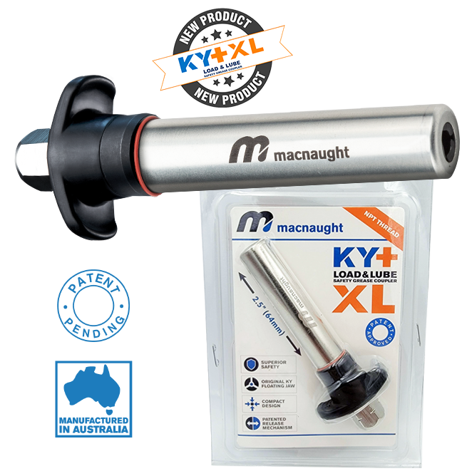 KY+ Safety Locking Grease Coupler Grease Gun Tips Macnaught USA
