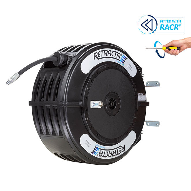 Macnaught Retractable Hose Reel for Grease with 1/4” x 50 ft Hose & Adjustable Speed Return - PN