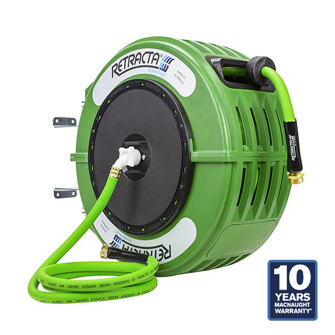 Macnaught Retractable Garden Hose Reel - 82 Ft. Green Case - 10 Years Warranty