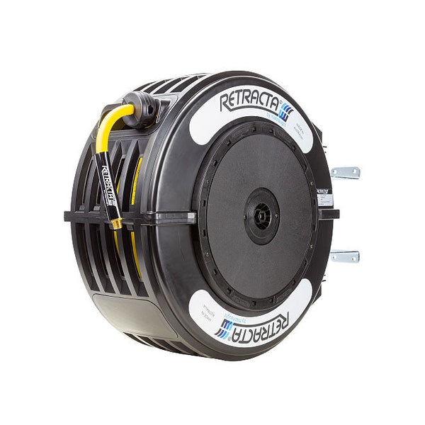 Macnaught R3 Engineered Thermoplastic Heavy Duty Hose Reel Air Water  Service 3/8 inch x 65 ft 300 PSI Black Case / Yellow Hose PN# RY365K-02